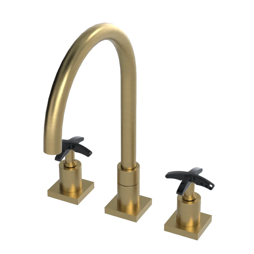 Rubinet Widespread Kitchen Set Satin Brass