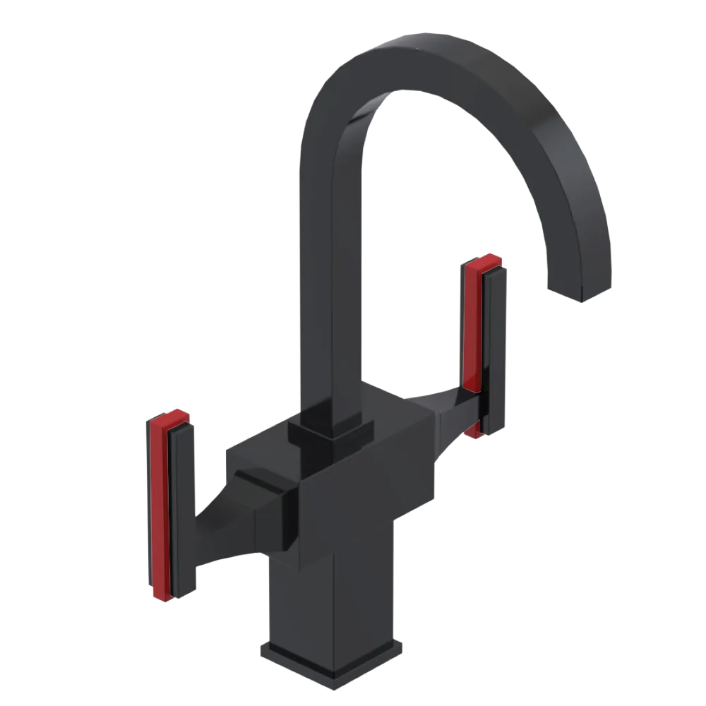 Rubinet Single Hole Dual Handle Lav. Set. (less drain) Black