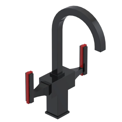 Rubinet Single Hole Dual Handle Lav. Set. (less drain) Black