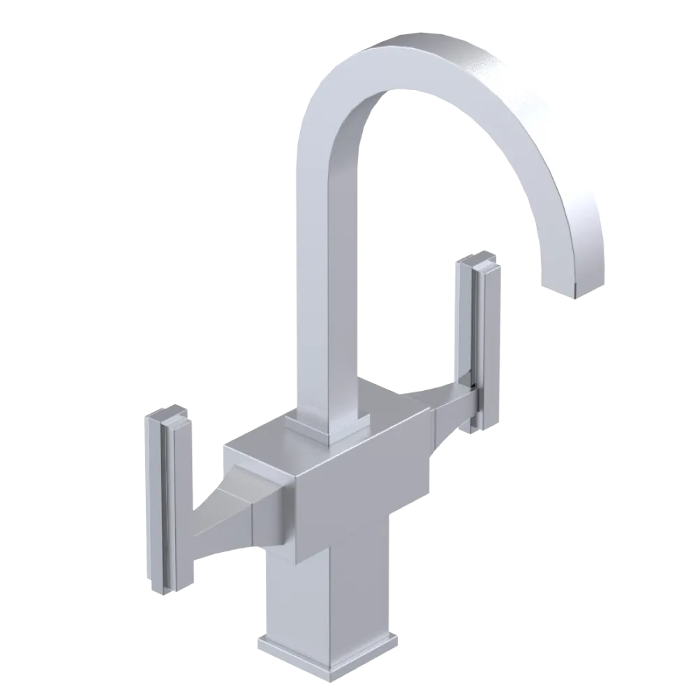 Rubinet Single Hole Dual Handle Lav. Set. (less drain) Satin Chrome