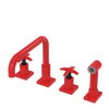 Rubinet Widespread Kitchen Set with Genesis Spout with Hand Spray Red