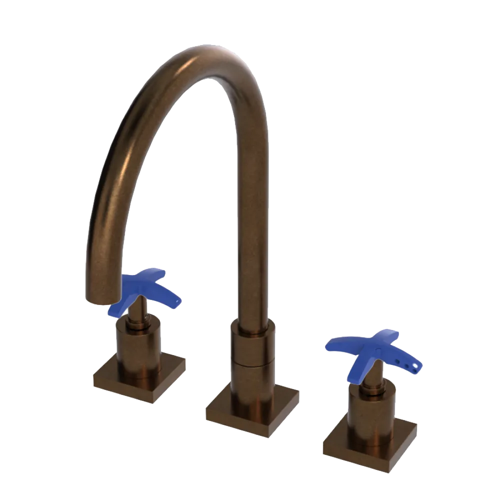 Rubinet Widespread Kitchen Set Tuscan Brass