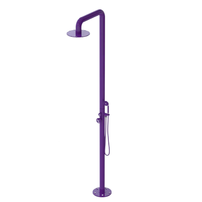 Rubinet Pressure Balance Outdoor Shower with Hand Held Shower & 10" Shower Head - 304 Stainless Steel Purple Haze