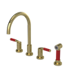 Rubinet Widespread Kitchen Set with Hand Spray Natural Brass