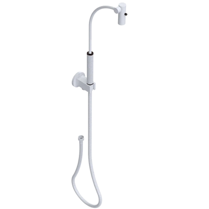 Rubinet Hand Held Shower Bidet with Extended Reach & Dual Function Spray Including Wall Bracket with Supply & Hose (Round) White