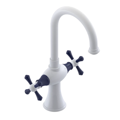 Rubinet Single Hole Dual Handle Lav. Set. (less drain) White