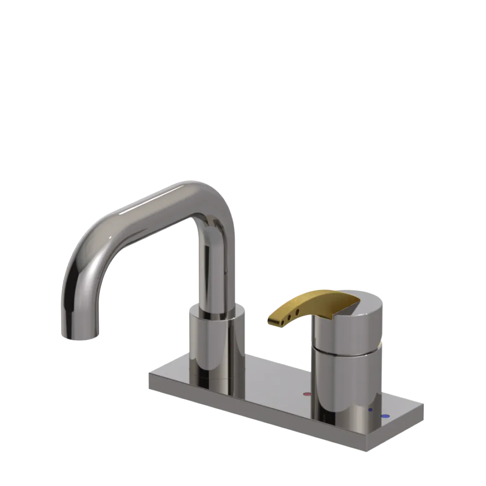 Rubinet 4" Centre Single Control Lav. Set. with Genesis spout (less drain) Polished Nickel