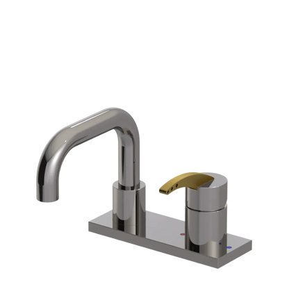 Rubinet 4" Centre Single Control Lav. Set. with Genesis spout (less drain) Polished Nickel