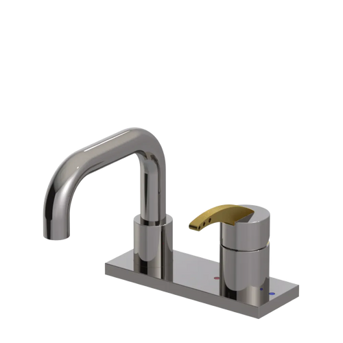 Rubinet 4" Centre Single Control Lav. Set. with Genesis spout (less drain) Polished Nickel