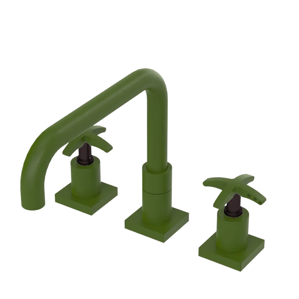 Rubinet Widespread Kitchen Set with Genesis Spout Green Envy