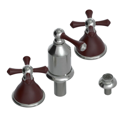 Rubinet Bidet Fitting with Spray, Diverter, and Vacum Breaker (Less Drain) Satin Nickel