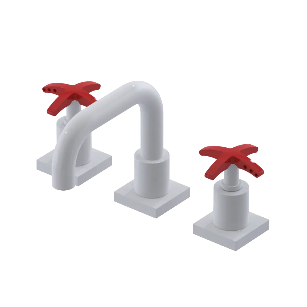 Rubinet Widespread Lav. Set. with Genesis spout (less drain) White