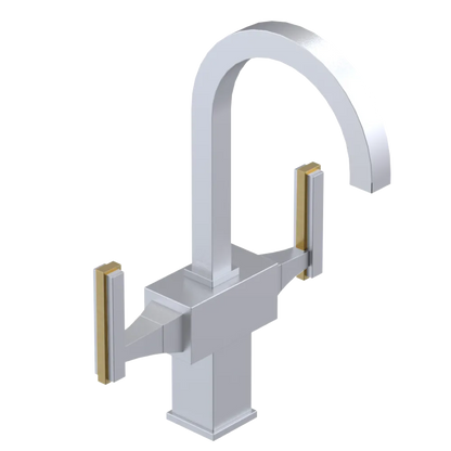 Rubinet Single Hole Dual Handle Lav. Set. (less drain) Satin Chrome