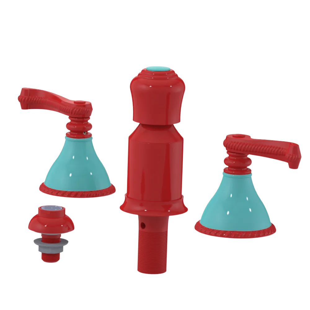 Rubinet Bidet Fitting with Spray, Diverter, and Vacum Breaker (Less Drain) Red