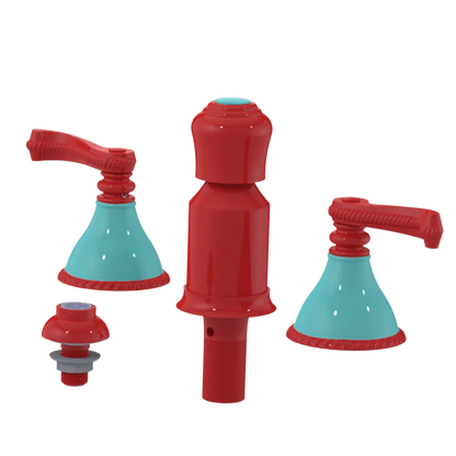Rubinet Bidet Fitting with Spray, Diverter, and Vacum Breaker (Less Drain) Red