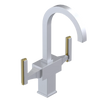 Rubinet Single Hole Dual Handle Lav. Set. (less drain) Satin Chrome