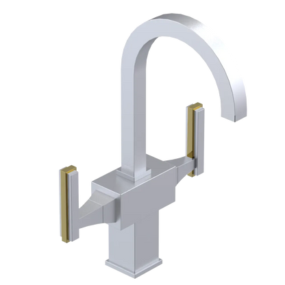 Rubinet Single Hole Dual Handle Lav. Set. (less drain) Satin Chrome