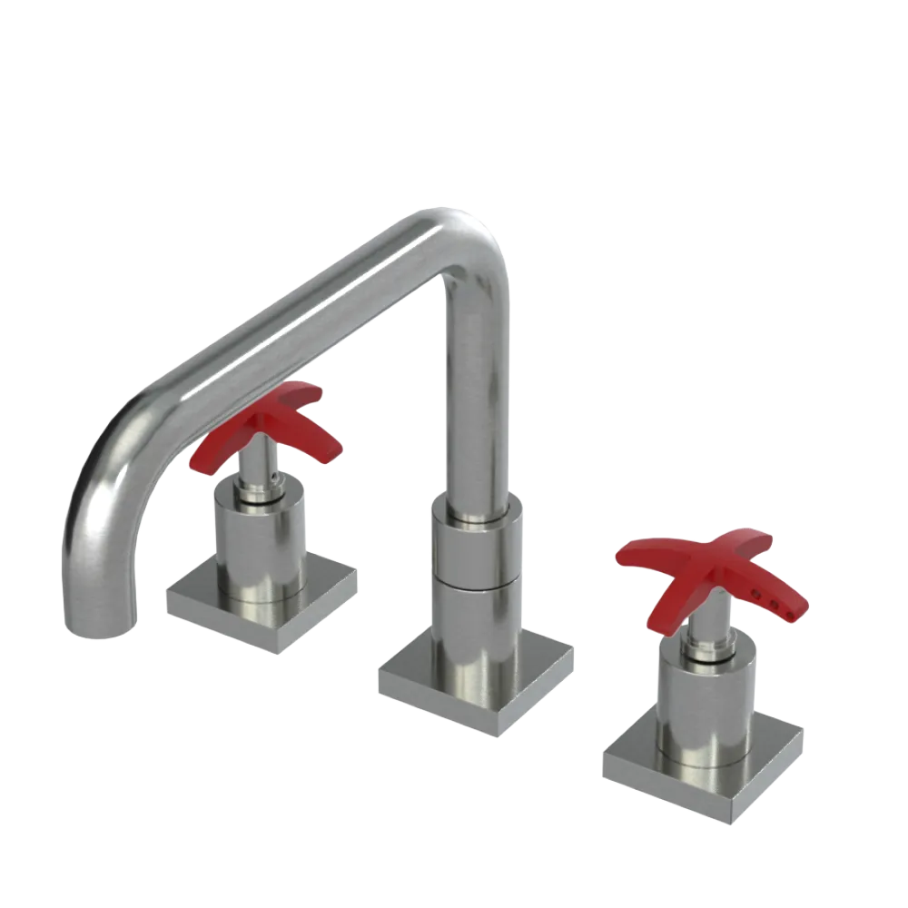 Rubinet Widespread Kitchen Set with Genesis Spout Satin Nickel