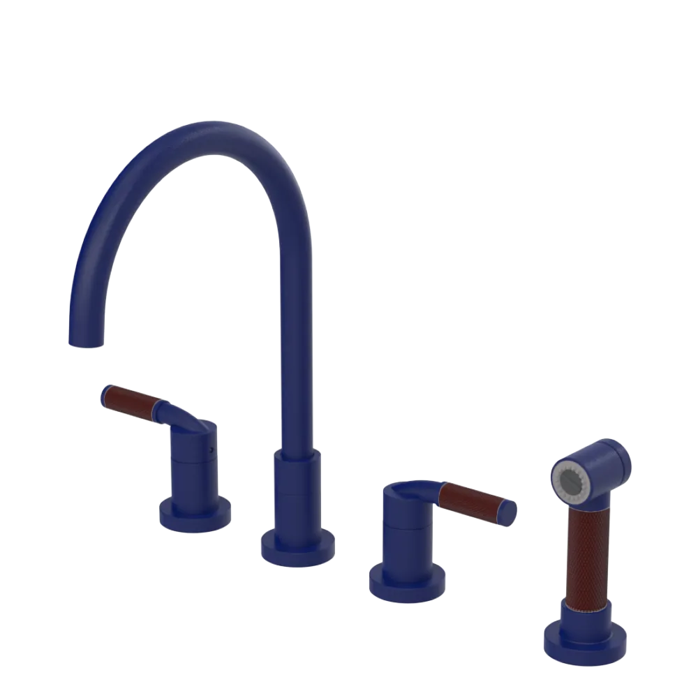 Rubinet Widespread Kitchen Set with Hand Spray Midnight Blue