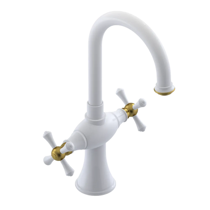 Rubinet Single Hole Dual Handle Lav. Set. (less drain) White