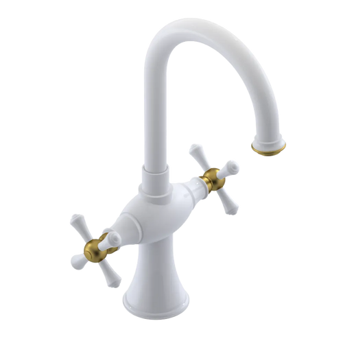 Rubinet Single Hole Dual Handle Lav. Set. (less drain) White