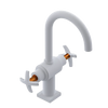 Rubinet Single Hole Dual Handle Lav. Set. (less drain) Matt White