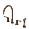 Rubinet Widespread Kitchen Set with Hand Spray Tuscan Brass