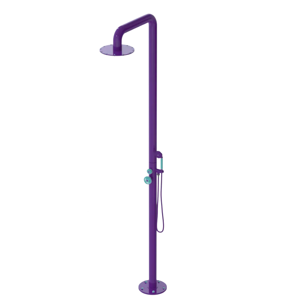 Rubinet Pressure Balance Outdoor Shower with Hand Held Shower & 10" Shower Head - 304 Stainless Steel Purple Haze