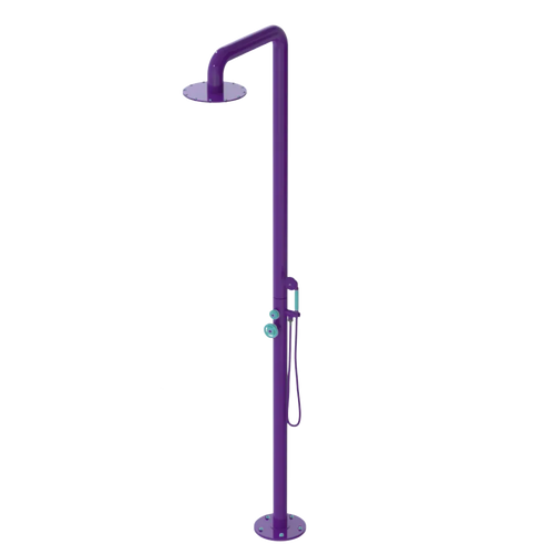 Rubinet Pressure Balance Outdoor Shower with Hand Held Shower & 10" Shower Head - 304 Stainless Steel Purple Haze