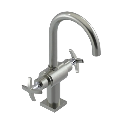 Rubinet Single Hole Dual Handle Lav. Set. (less drain) Satin Nickel