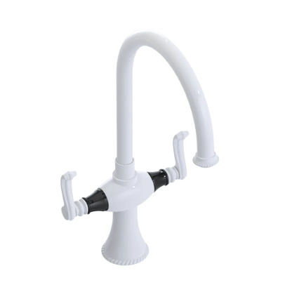 Rubinet Two Handle Single Hole Kitchen Set White