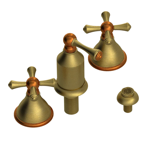 Rubinet Bidet Fitting with Spray, Diverter, and Vacum Breaker (Less Drain) Antique Brass Matt