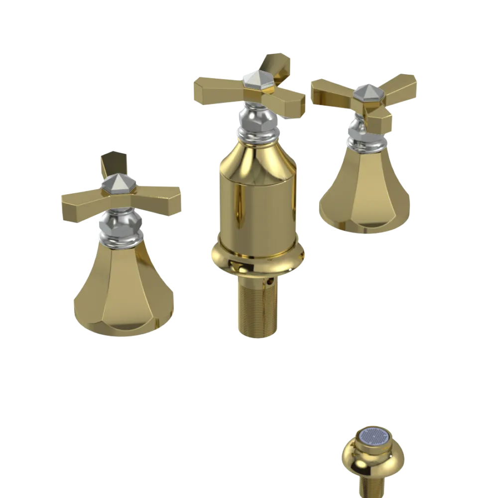 Rubinet Bidet Fitting with Spray, Diverter, and Vacum Breaker (Less Drain) Bright Brass