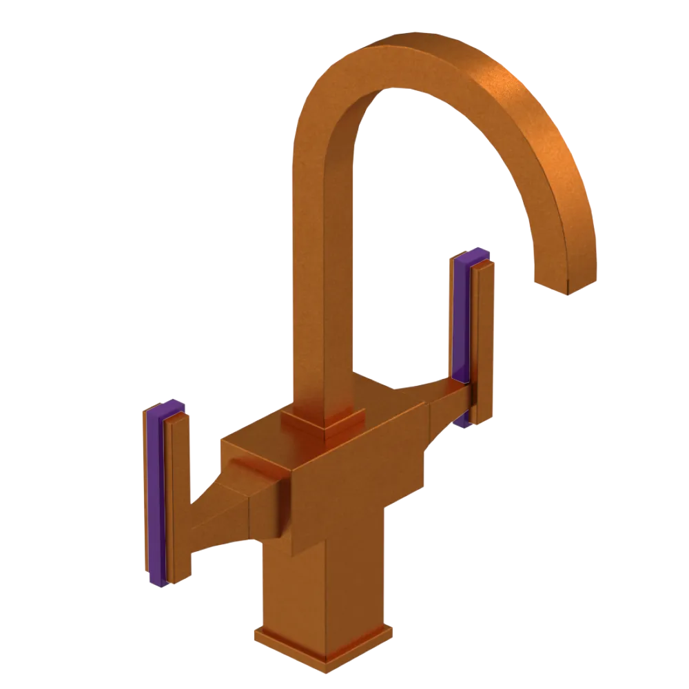 Rubinet Single Hole Dual Handle Lav. Set. (less drain) Antique Copper Matt