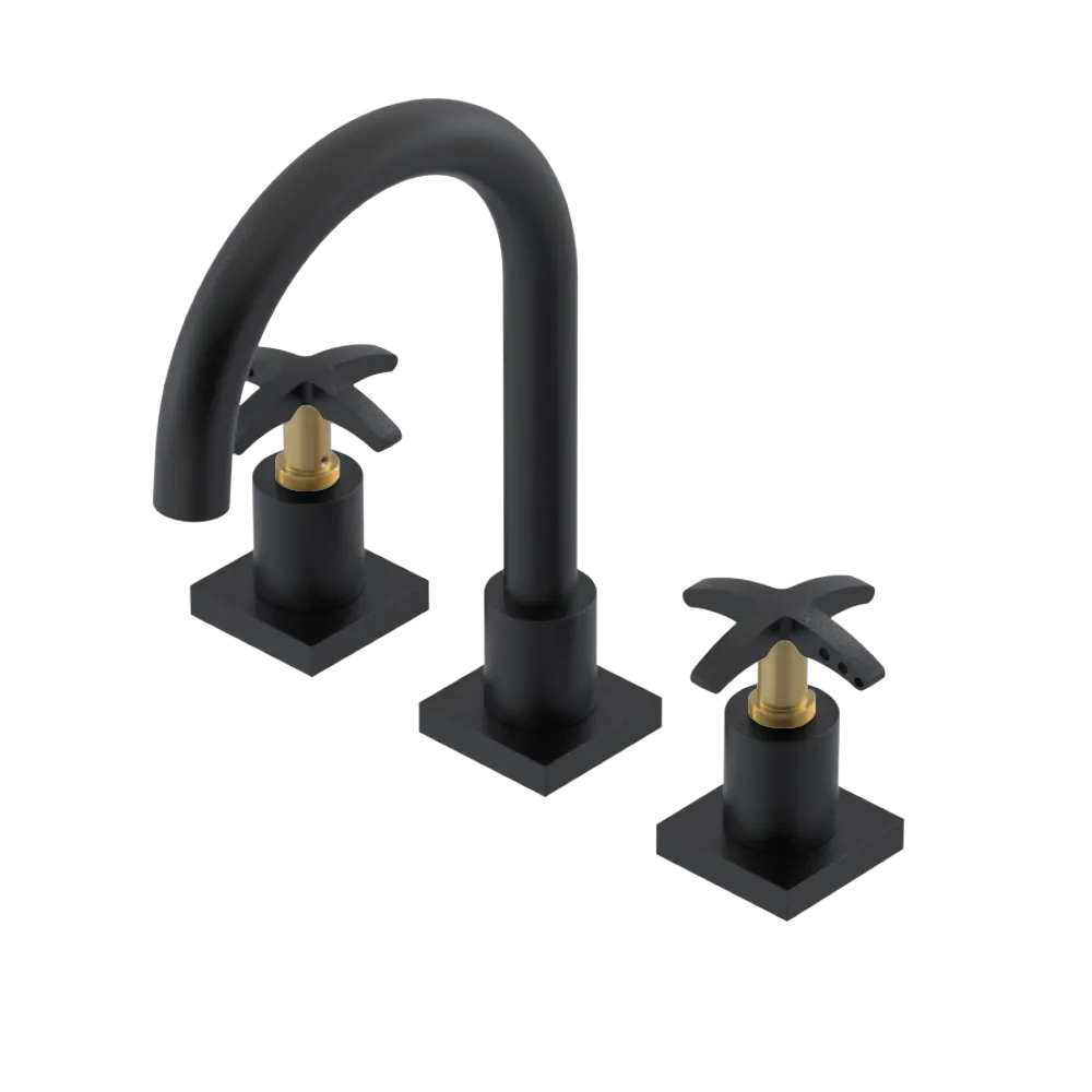 Rubinet Widespread Lav. Set. (less drain) Matt Black