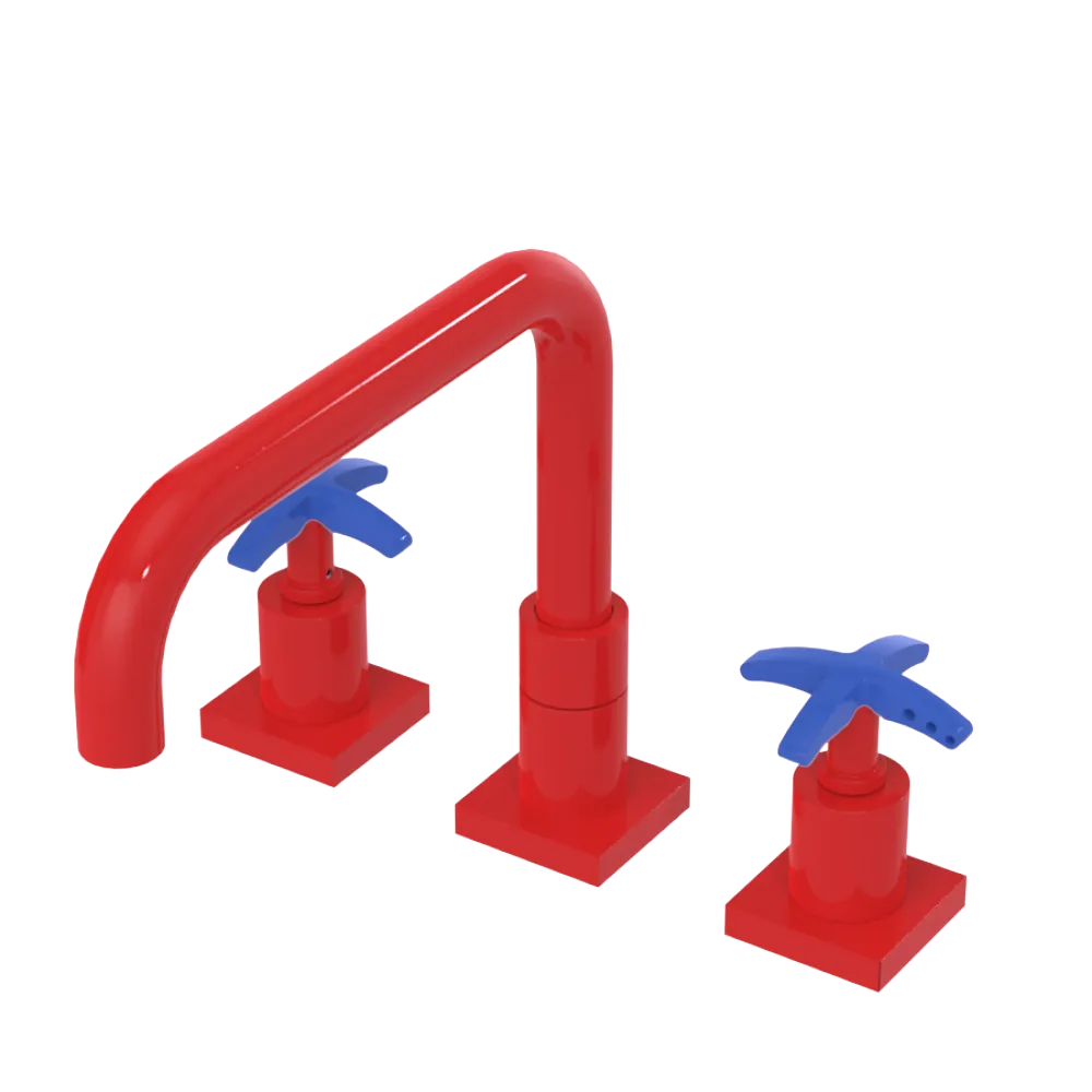 Rubinet Widespread Kitchen Set with Genesis Spout Red