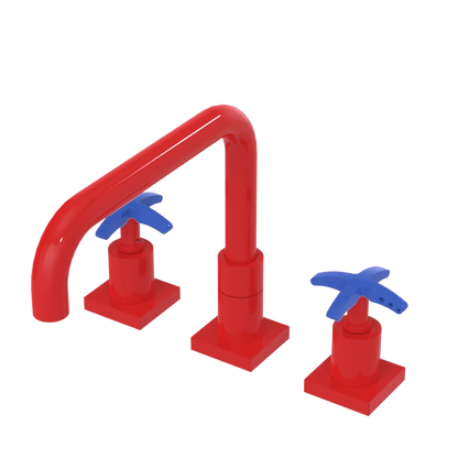 Rubinet Widespread Kitchen Set with Genesis Spout Red