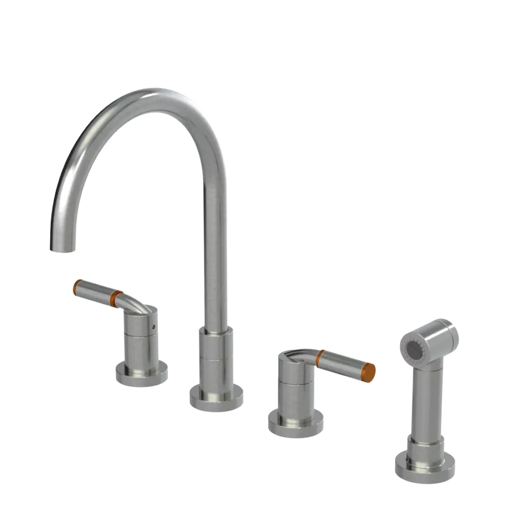 Rubinet Widespread Kitchen Set with Hand Spray Satin Nickel