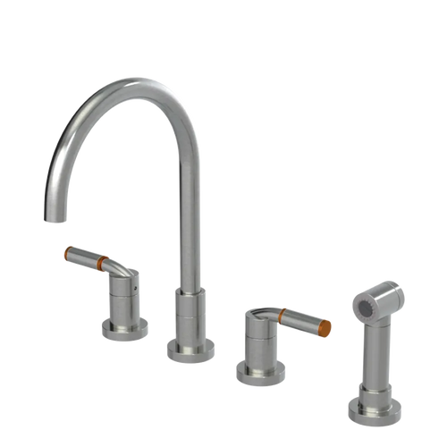 Rubinet Widespread Kitchen Set with Hand Spray Satin Nickel