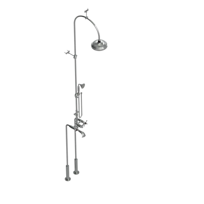 Rubinet Floor Mount Tub & Shower with hand held shower Satin Nickel