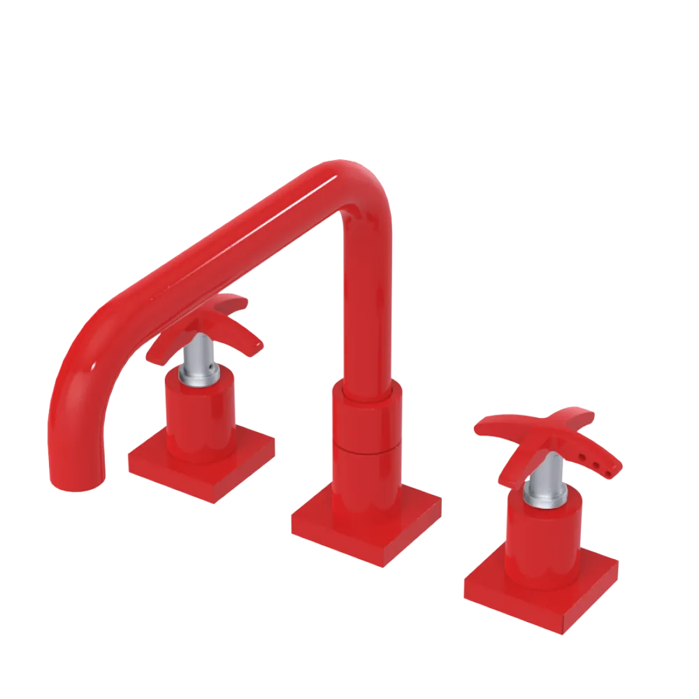 Rubinet Widespread Kitchen Set with Genesis Spout Red