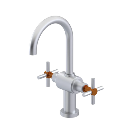 Rubinet Single Hole Dual Handle Lav. Set with LaSalle Spout (less drain) Satin Chrome