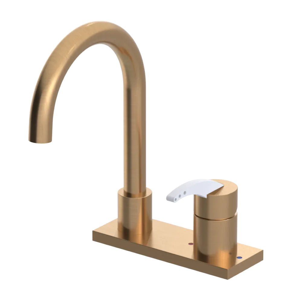 Rubinet 4" Centre Single Control Lav. Set. (less drain) Satin Gold