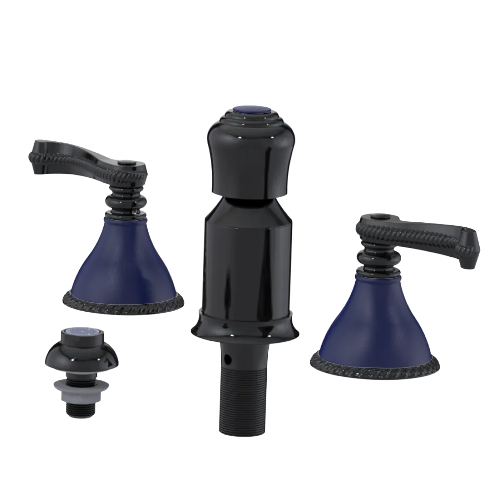 Rubinet Bidet Fitting with Spray, Diverter, and Vacum Breaker (Less Drain) Black
