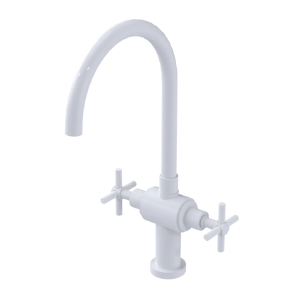 Rubinet Two Handle Single Hole Kitchen Set with LaSalle Spout White