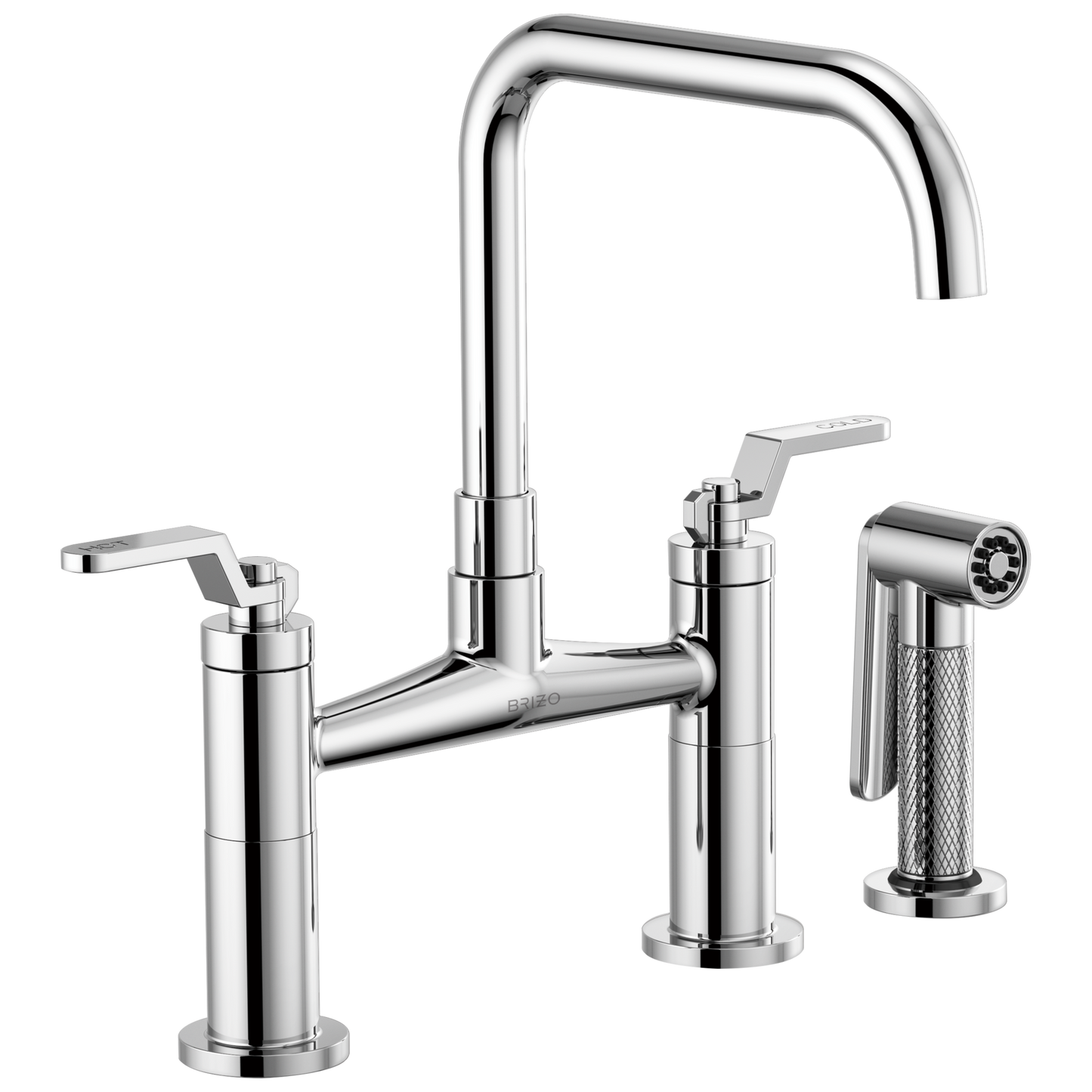Brizo Bridge Faucet With Square Spout And Industrial Handle