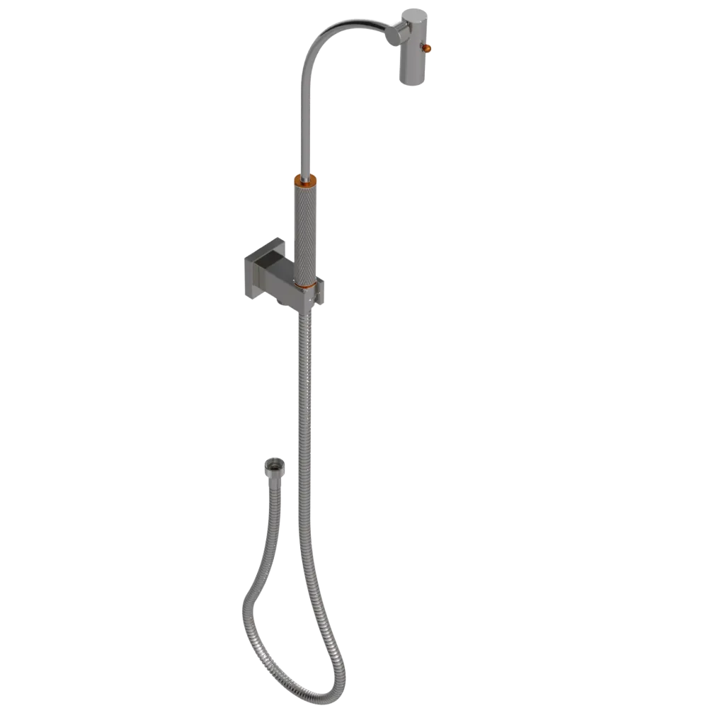 Rubinet Hand Held Shower Bidet with Extended Reach & Dual Function Spray Including Wall Bracket with Supply & Hose (Square) Polished Nickel