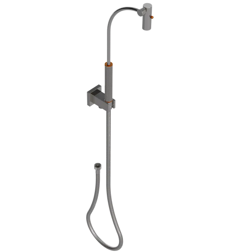 Rubinet Hand Held Shower Bidet with Extended Reach & Dual Function Spray Including Wall Bracket with Supply & Hose (Square) Polished Nickel
