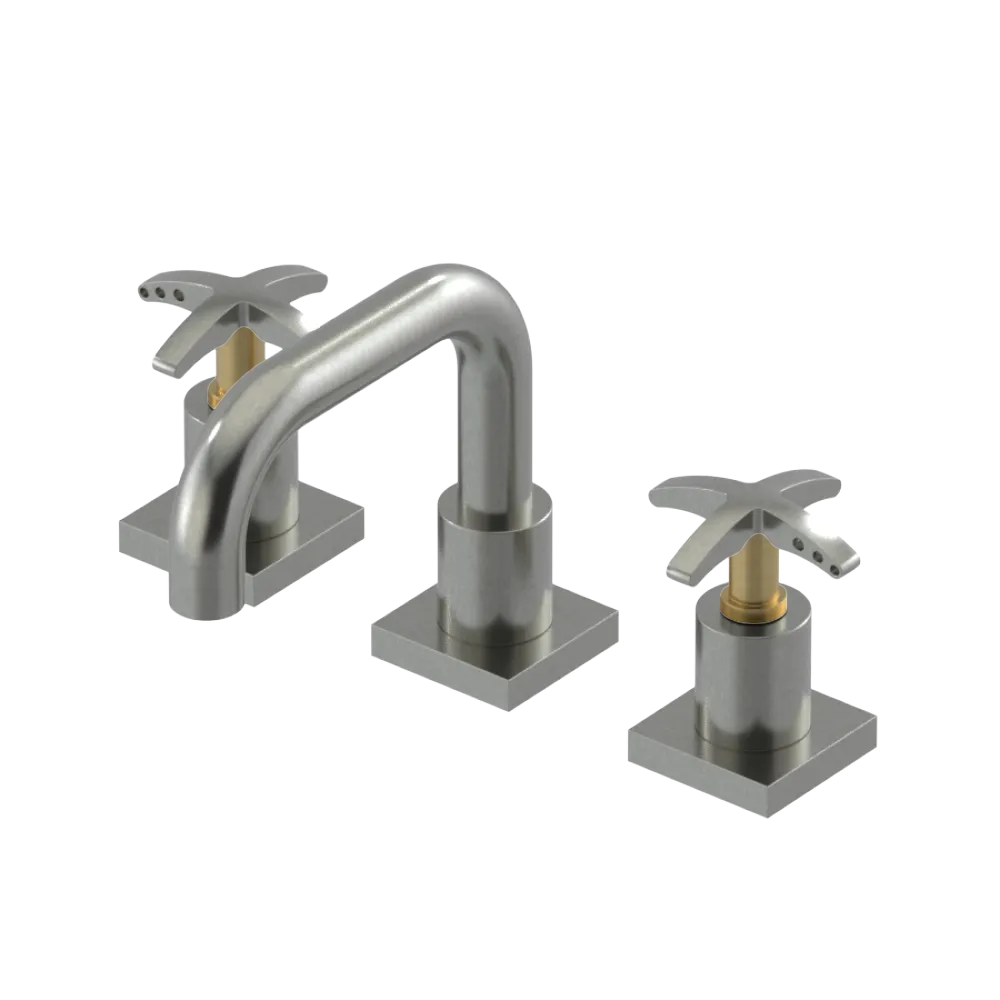 Rubinet Widespread Lav. Set. with Genesis spout (less drain) Satin Nickel