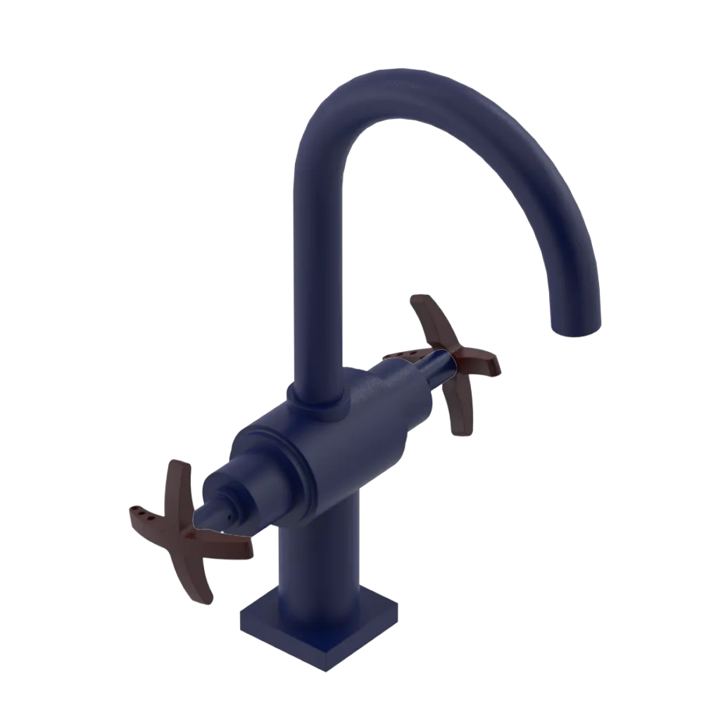 Rubinet Single Hole Dual Handle Lav. Set. (less drain) Midnight Blue